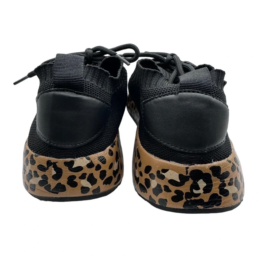 True Craft Flyknit Black/Tan Leopard Print Jogger Sneaker Size 10 - Picture 6 of 10